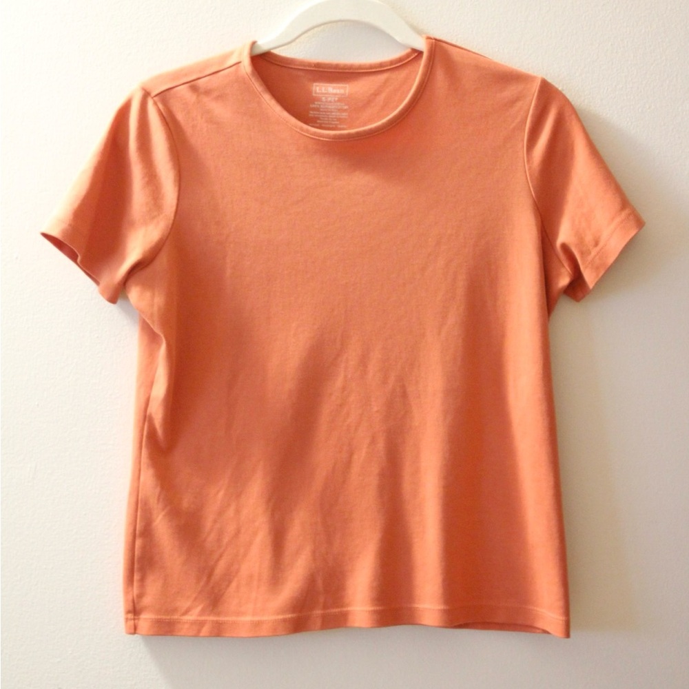 L.L. Bean Short Sleeve Cotton Tee in Peach-Orange